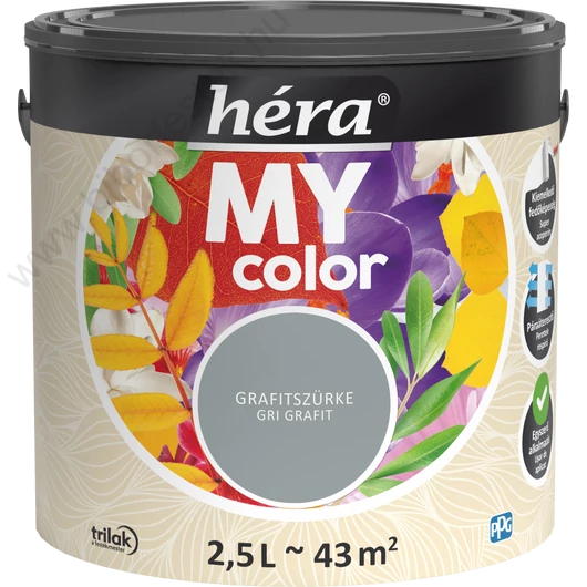 Héra My Color matt beltéri falfesték  grafitszürke színű 2,5l