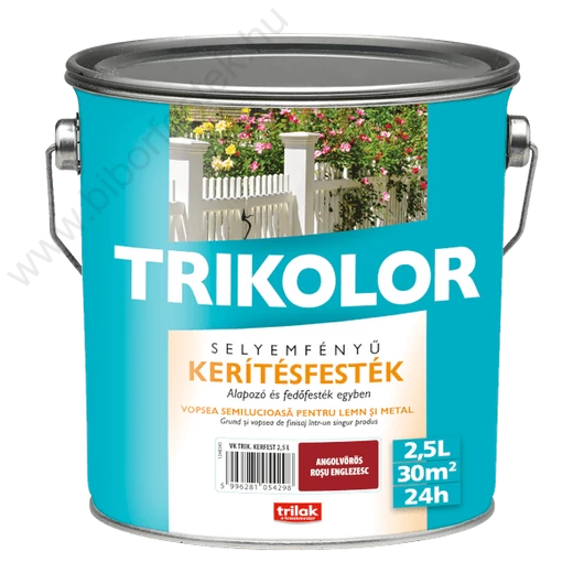 Trikolor kerítésfesték angolvörös 2,5l selyemfényű