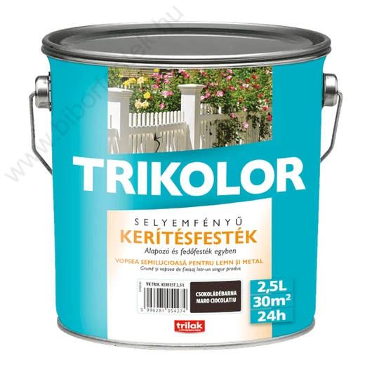 Trikolor kerítésfesték csokoládébarna 2,5l selyemfényű
