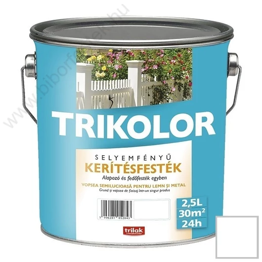 Trikolor kerítésfesték fehér 2,5l selyemfényű