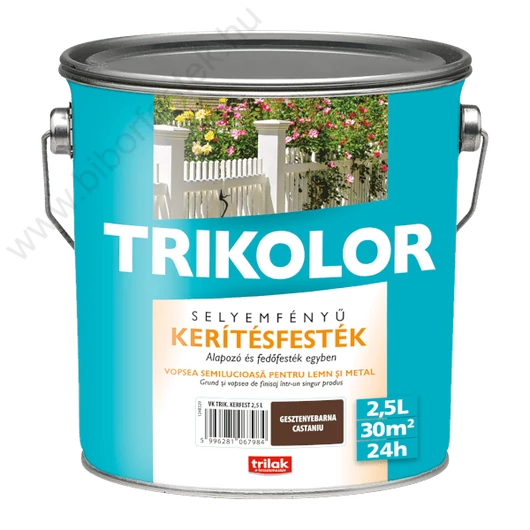 Trikolor kerítésfesték gesztenyebarna 2,5l selyemfényű
