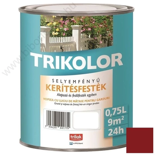 Trikolor kerítésfesték angolvörös 0,75l selyemfényű