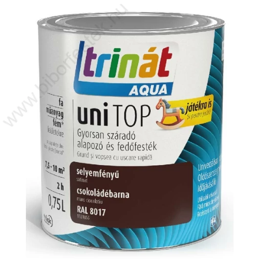 Trinát Aqua uniTop Selyemfényű, gyorsan száradó alapozó és fedőfesték csokoládébarna RAL 8017 0,75l