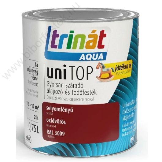 Trinát Aqua uniTop Selyemfényű, gyorsan száradó alapozó és fedőfesték oxidvörös RAL 3009 0,75l