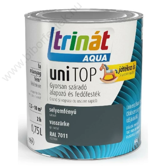 Trinát Aqua uniTop Selyemfényű, gyorsan száradó alapozó és fedőfesték vasszürke RAL 7011 0,75l