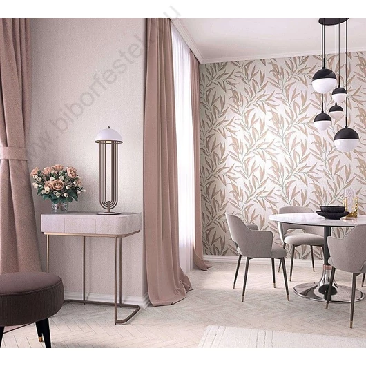 Levélmintás bézs színű vlies tapéta  Modernista/ Marburg 32203