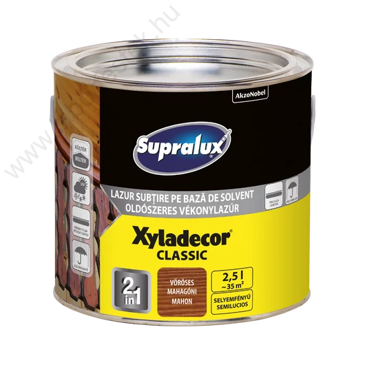 Supralux XYLADECOR Classic oldószeres vöröses mahagóni 2,5l vékonylazúr