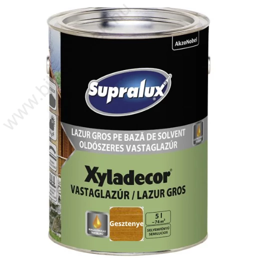 Supralux XYLADECOR gesztenye 5l selyemfényű oldószeres vastaglazúr