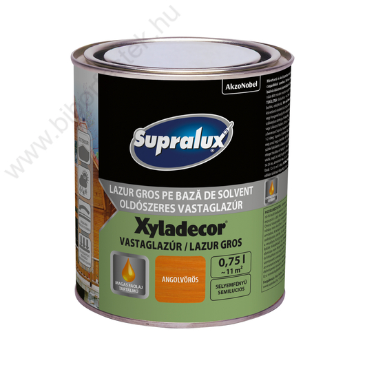 Supralux XYLADECOR angolvörös 0,75l selyemfényű oldószeres vastaglazúr