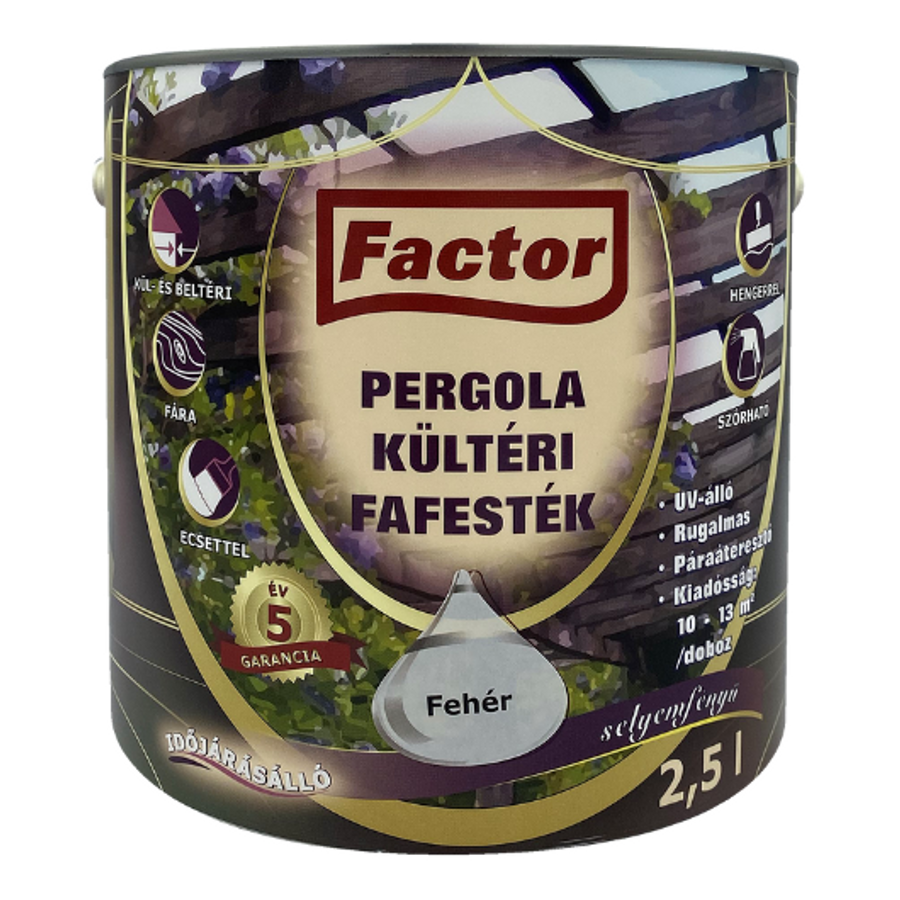 Factor Pergola fehér 2,5 l kültéri fafesték