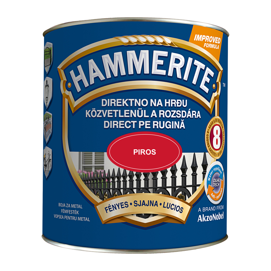 Hammerite közvetlenül rozsdára festék piros fényes  2,5 l