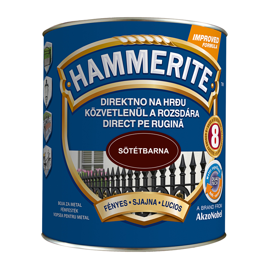 Hammerite közvetlenül rozsdára festék sötétbarna fényes  2,5 l