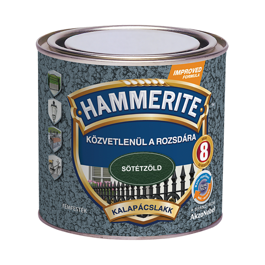 Hammerite közvetlenül rozsdára festék sötétzöld kalapácslakk  0,25 l