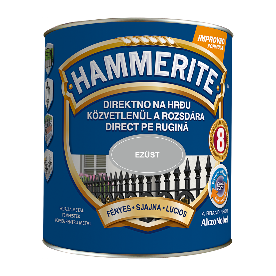 Hammerite közvetlenül rozsdára festék ezüst fényes  2,5 l