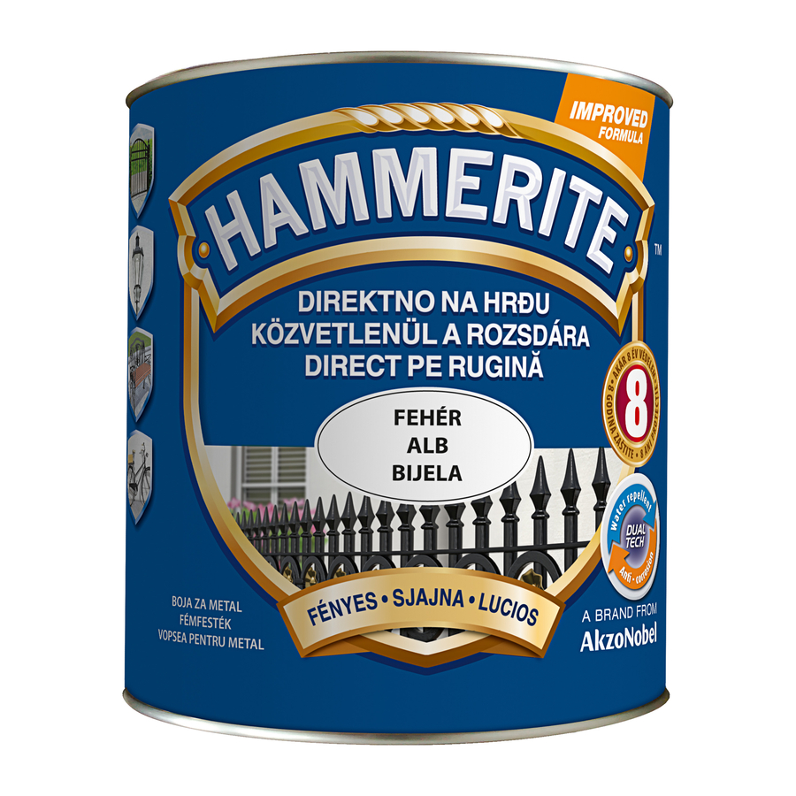 Hammerite közvetlenül rozsdára festék fehér fényes  2,5 l
