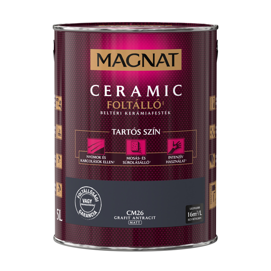 Magnat Ceramic grafit antracit 5 l foltálló beltéri kerámiafesték matt CM26